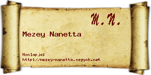Mezey Nanetta névjegykártya